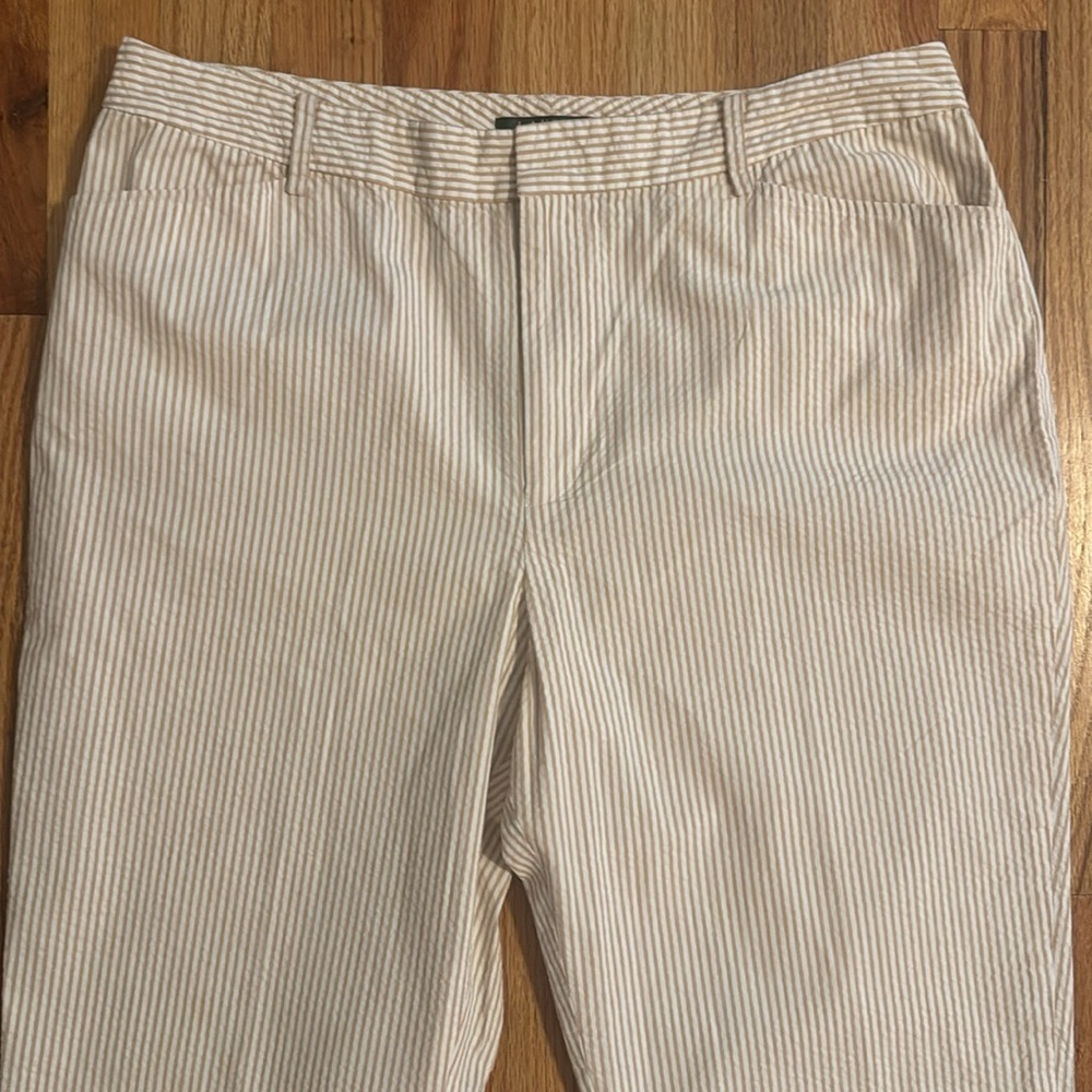 Ralph Lauren Tan & White Striped Pants - Picture 3 of 6